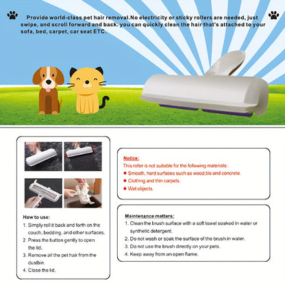 Pet Hair Remover - Lint Roller For Pet Hair - Cat And Dog Hair Remover For Couch, Furniture, Carpet, Car Seat, Reusable Roller W/Self-Cleaning Base - Upgraded Animal Fur Removal Tool