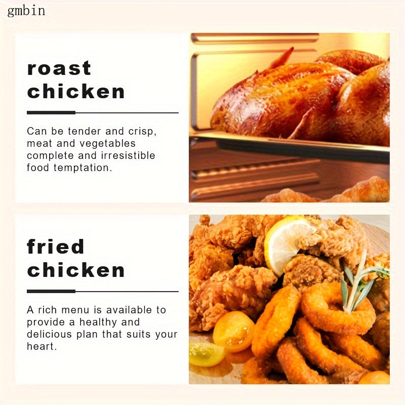 1pc Gmbin Electric Air Fryer Oven, 9L Large Capacity, 1350W Power, ABS Material, 220-240V European Standard Plug, Intelligent Multifunctional Fryer with Visible Cooking Window, No Deep Frying Required