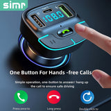 Reproductor MP3 inalámbrico para coche con sonido súper sin pérdidas, transmisor FM, doble USB, carga rápida, PD tipo C, llamadas manos libres con una sola tecla, receptor de audio para coche.