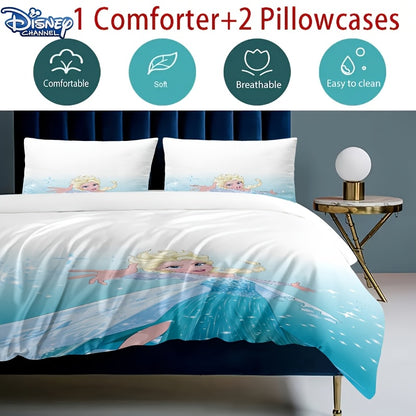 Disney Has Been Authorized 3pcs Cute Bed Cover Anime Cartoon Bedding - Includes Duvet Cover And Pillowcase, Perfect Choice for Bedroom Or Dormitory