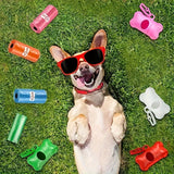 150/300/600pcs Colorful Cartoon Paw Print Dog Poop Bags, Leak-proof Pet Waste Bags Mixed Color Pack