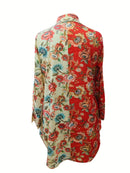 Plus Size - Elegant Floral Print Maxi Dress with Long Sleeves - Blue & White Floral Design, Button-Up Front, Casual Style for Women, All-Season Wear, Casual Summer Dress | Floral Print Dress | Nonstretch Fabric