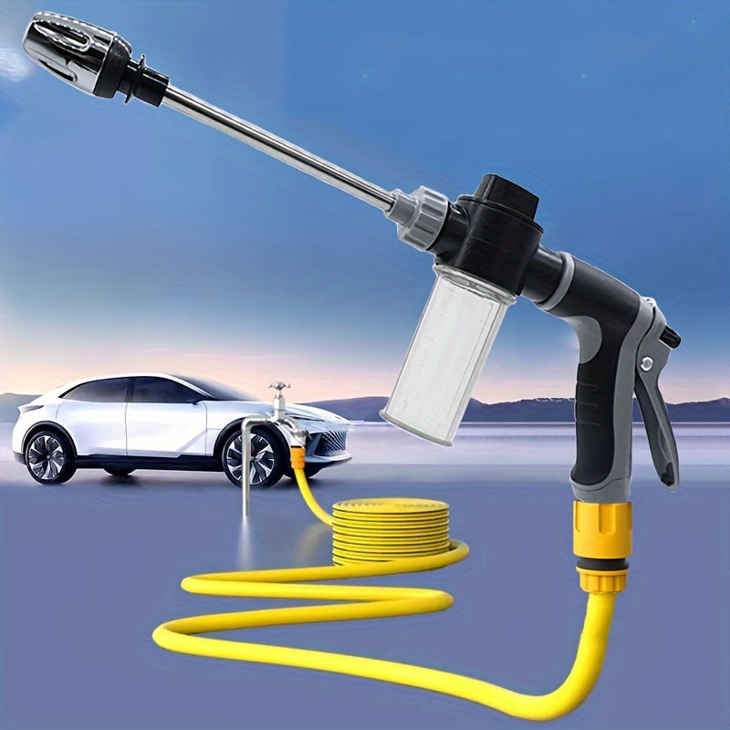 Pistola de agua de alta presión para lavado de autos, boquilla multifunción para manguera de jardín, rociador de varilla gruesa ajustable con punta de cobre chapado, adaptador universal de conexión rápida de 3/4" y 1/2" para herramientas de limpieza.