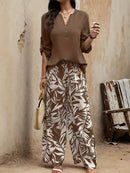 Spring-Summer Fashion Design Elegant Pullover Long Sleeve Top + Pants Set
