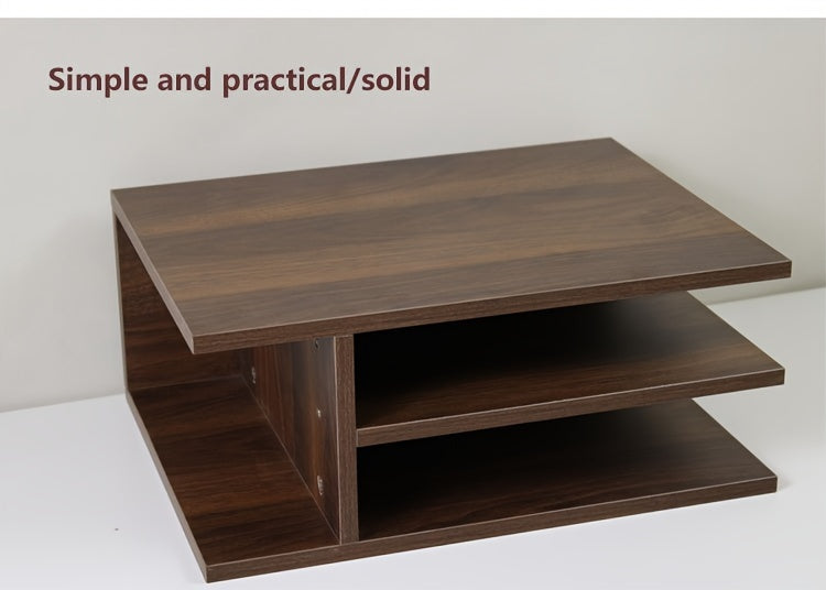 Square Wooden Fiberboard Desk Organizer - Sturdy Storage Rack for Office Supplies, Printer Stand, and Home Organization with Ample Space