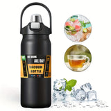 Stainless Steel Sports Water Bottle with Multi-Functional Lid, Twin-Drinking Methods with Straw & Direct Drink, Portable & Insulated Flask, 1000ml/1500ml, BPA-Free for Outdoor, Camping, Hiking, Travel & Driving, Ideal Gift fo