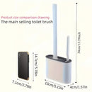 Wall-Mounted Toilet Brush Set, Silicone-Headed Bathroom Cleaning Kit, Space-Saving Long Handle Toilet Cleaner, Ergonomic Design, with 2 Brushes & Holder, for No Electricity Needed, Ideal for Living Room, Bathroom, Toilet, Kit