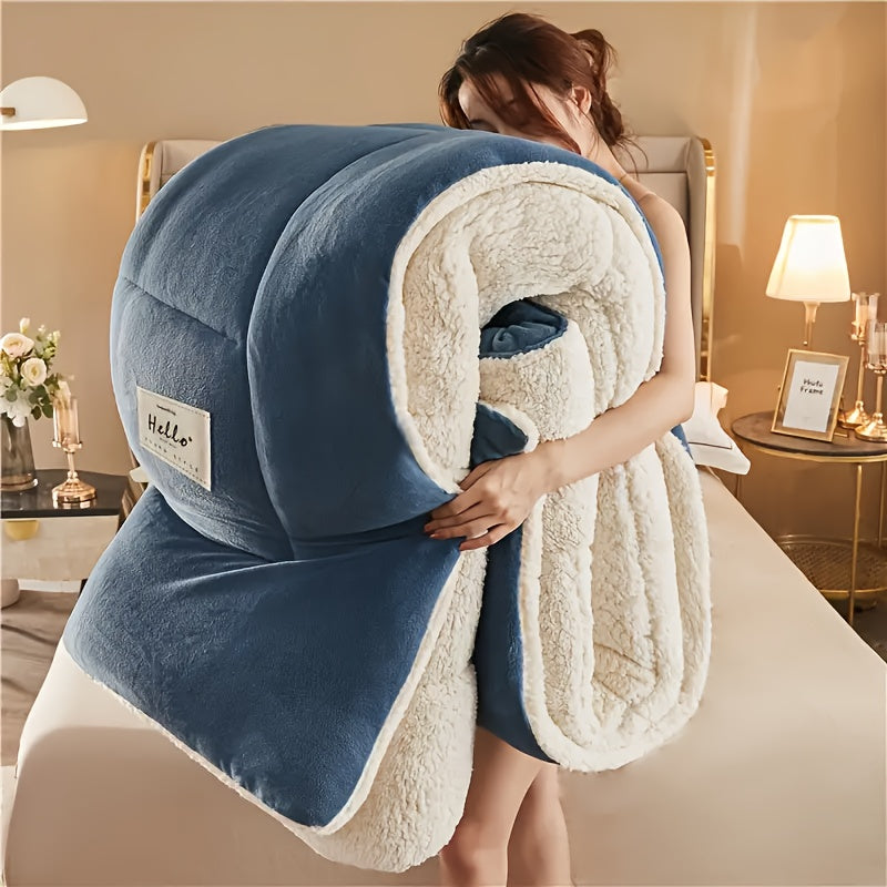Reversible Plaid Comforter - Contemporary All-Season Quilted Duvet Insert with Box Stitch, Ultra Soft Milk Velvet Fabric, Medium Weight Polyester Fill, Machine Washable, Multipurpose - Available in 9 Sizes, Christmas Present