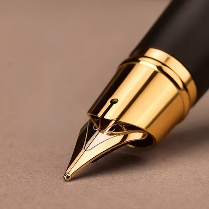Pluma estilográfica de metal premium, punta fina de 0,5 mm, cierre a presión: ideal para firmas comerciales y personales, compatible con tintas de 3,4 mm.