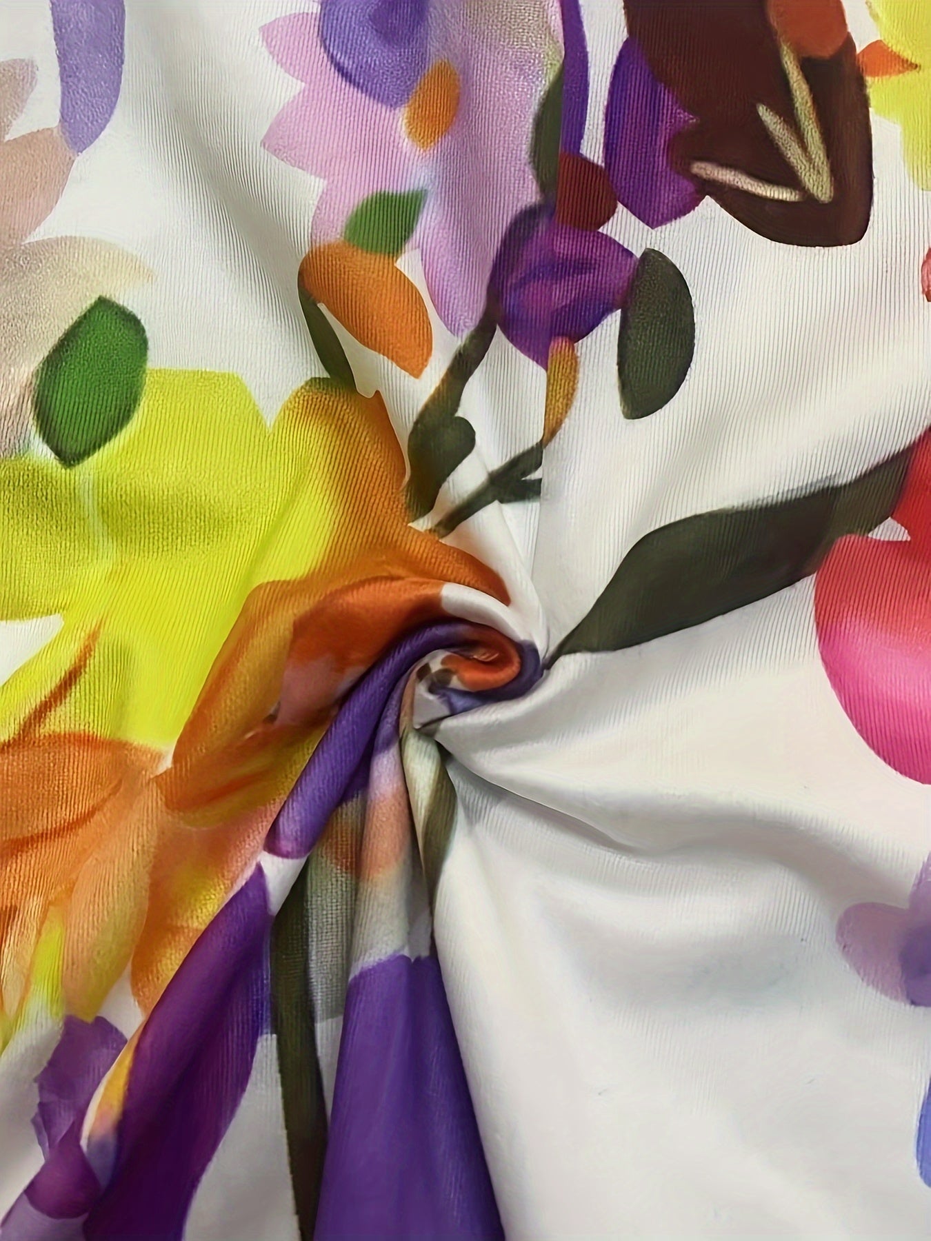Floral Print V Neck Dress, Casual Split Hem A-line Dress For Spring & Summer, Women's Clothing