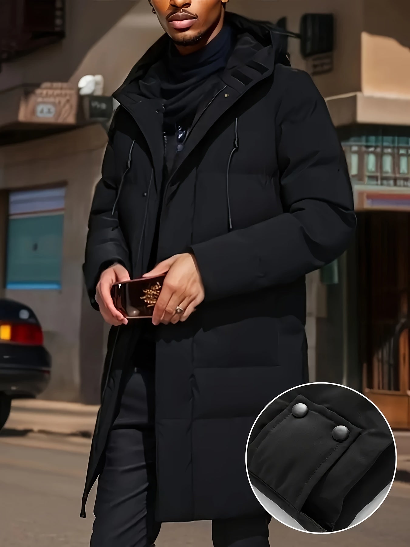 Men'S Solid Color Jacket, Comfy Warm Trendy Winter Cold-Proof Outwear As Gift