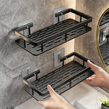 Easy-Install No-Drill Wall Shelf for Bathroom & Kitchen - Durable Plastic Shower Caddy with Hooks, Perfect for Shampoo & Accessories Storage