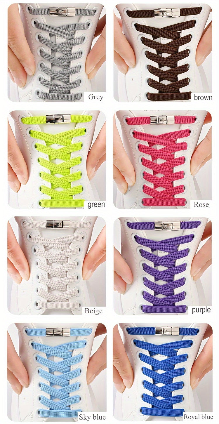 1 Pair Free-Tie Shoelaces Set, 2pcs Elastic Shoelaces & 2pcs Shoelaces Buckles For Sneakers Canvas Shoes