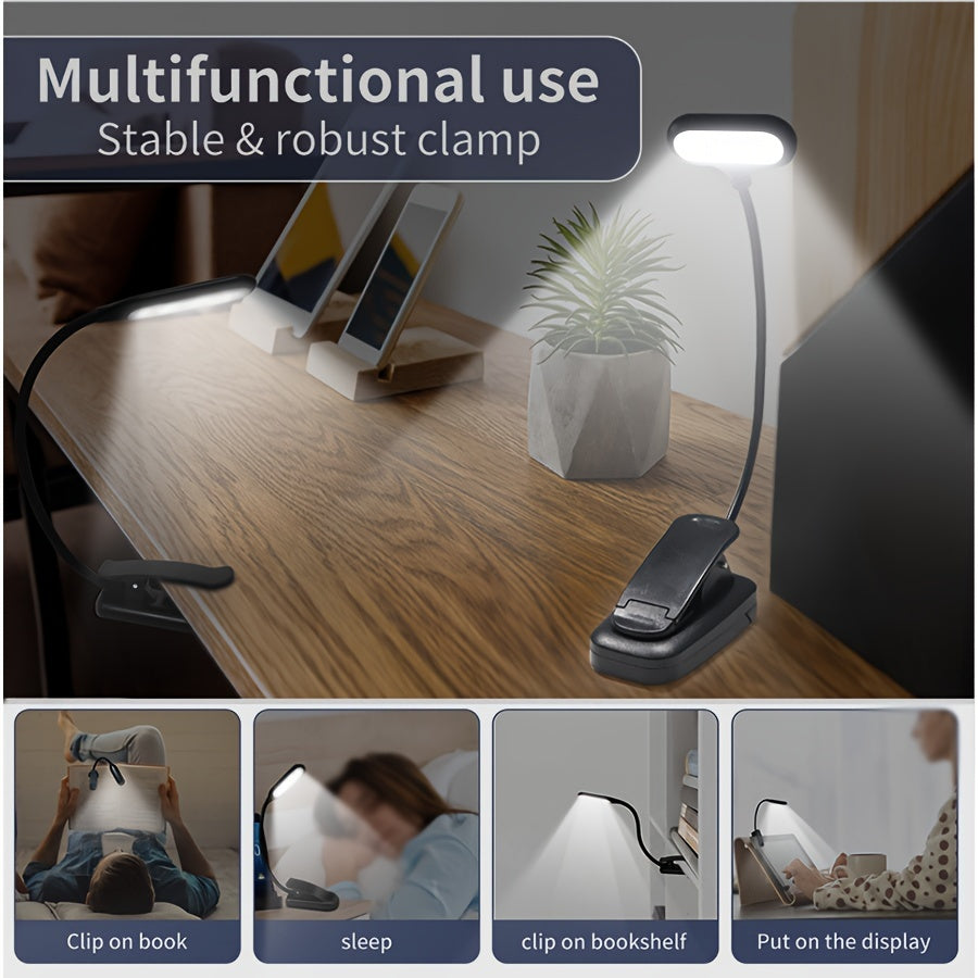 1pc Battery Powered Office Desk Light Led Desk Light, Adjustable Height Eye Protection Night Light, Clip, Rocker Arm Light, Suitable For Home, Office, And Study