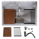 MEJE 80 x 46 Cm Drop-in 11 Gauge Stainless Steel Workstation Kitchen Sink ,Large Single Bowl,  Color Black，Grey