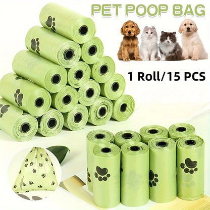 Heavy-Duty Pet Poop Bags, 15-Pack, Thick And Leak-Proof, Polyethylene Material For Easy Cleanup