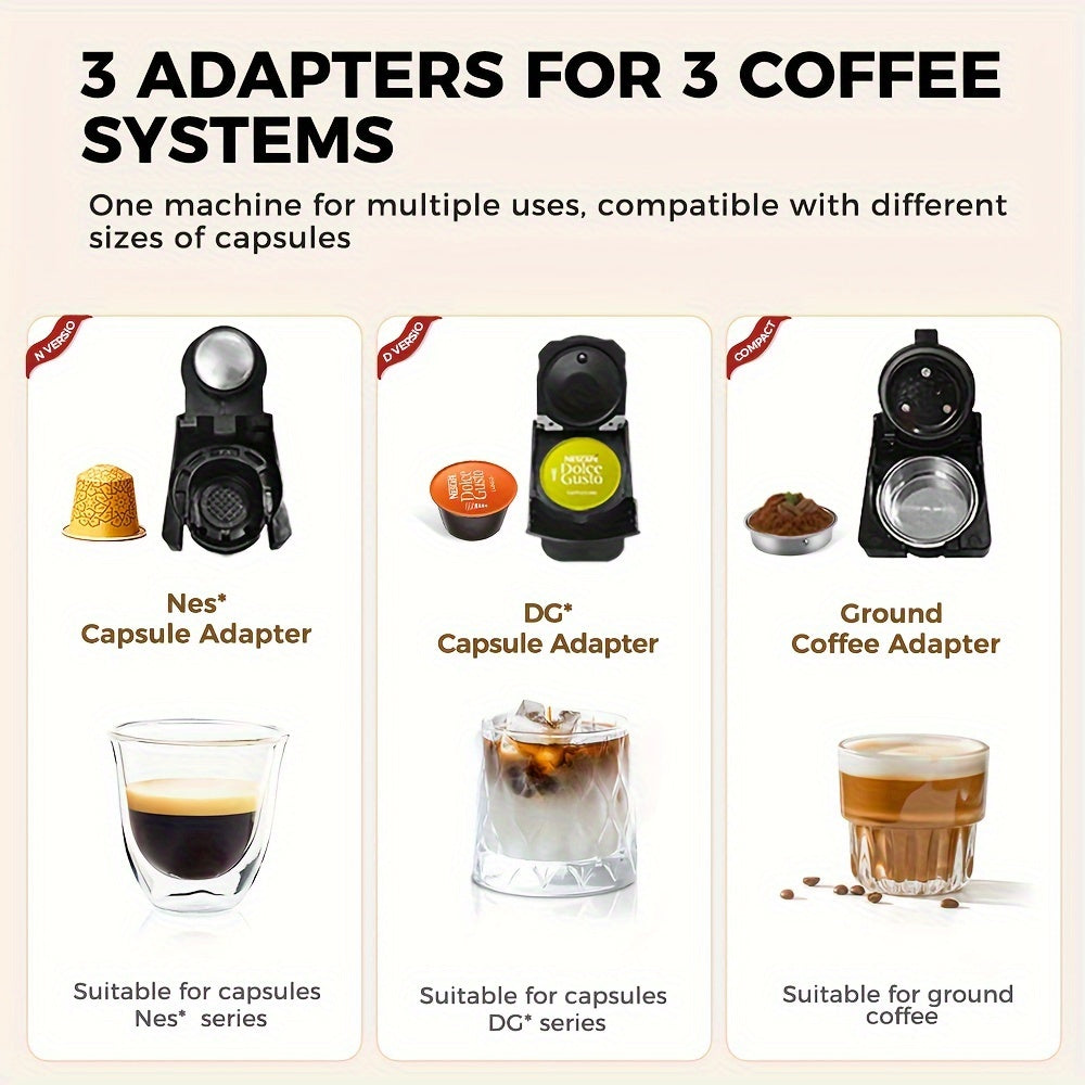 Cafetera de cápsulas 3 en 1 CAFELFFE, control de temperatura (caliente/frío), calentamiento, compatible con Dolce Gusto y café molido, cafetera automática para la cocina del hogar, gran regalo para Halloween, Navidad o Año Nuevo