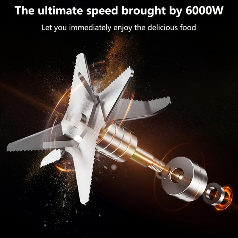 Powerful Blender with 6000W, Mixer, Juicer, Ice Crusher, Tabletop Mixer, 2.5L Container, Food Processor, Household Two-In-One Broken Wall Machine, Crushed Ice Processor.