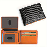 Cartera delgada plegable para hombre, tarjetero con bloqueo RFID, dos ventanas para identificación y pinzas para billetes.