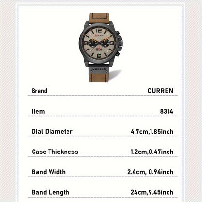 Reloj CURREN Cronógrafo para hombre, reloj de cuarzo clásico retro, reloj analógico con calendario, reloj de pulsera de cuero sintético con fecha.
