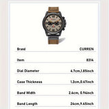CURREN Chronograph Men's Watch Retro Classic Quartz Watch Analog Calendar WR PU Leather Wrist Watch Date Watch