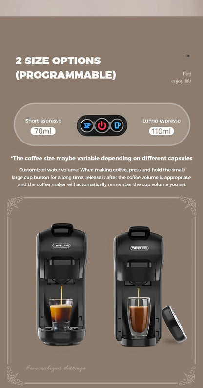 Cafetera de cápsulas 3 en 1 CAFELFFE, control de temperatura (caliente/frío), calentamiento, compatible con Dolce Gusto y café molido, cafetera automática para la cocina del hogar, gran regalo para Halloween, Navidad o Año Nuevo