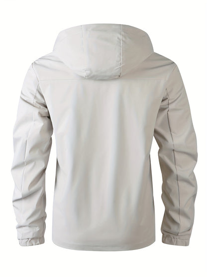 Men's Fashion Casual Waterproof Windbreaker Hooded Jacket, Outdoor Coat With Zip Pockets – Lightweight And Breathable