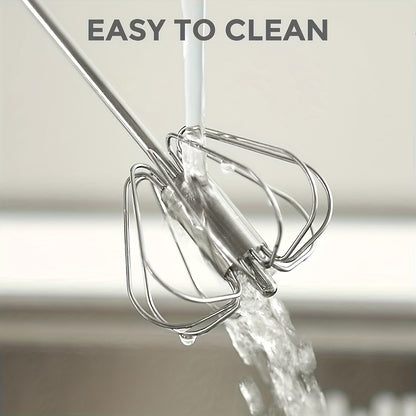 Stainless Steel Multi-Use Whisk & Milk Frother - Hand Push Blender For Baking, Eggs & Cream - Essential Kitchen Gadget