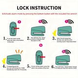High Decibel Alarm Disc Lock for Bikes, Heavy-Duty Anti-Theft Motorcycle Lock with Motion Sensor - Waterproof Zinc Alloy Bicycle Disc Brake Lock with 2 Keys and Hex Wrench for Outdoor Generator, Scooter, Tricycle, Baby Carria