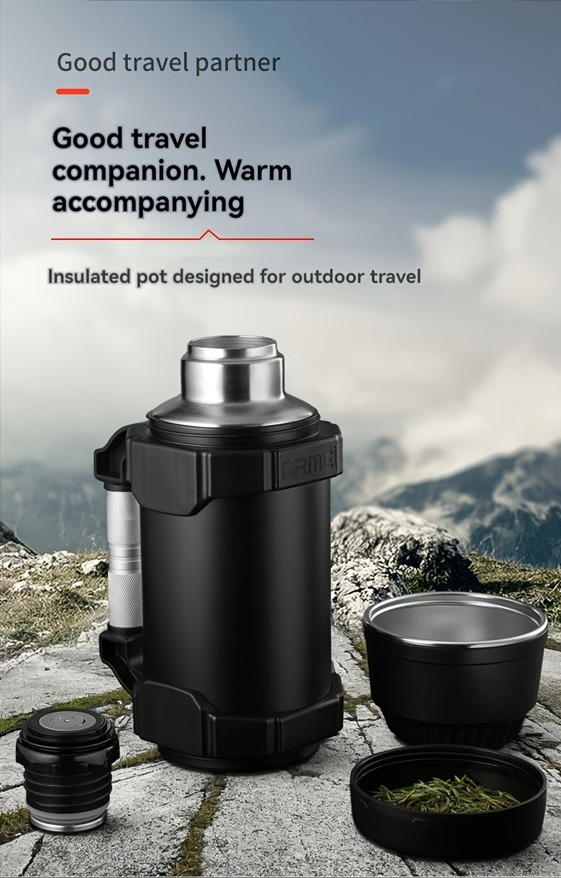 NRMEI Stainless Steel Travel Canteen – Large Capacity Portable Outdoor Vacuum Insulated Bottle with Tea Compartment, 60-Hour Heat Retention, 14+ Age Group Compatible, Dual 201 &amp; 304 Stainless Steel Construction