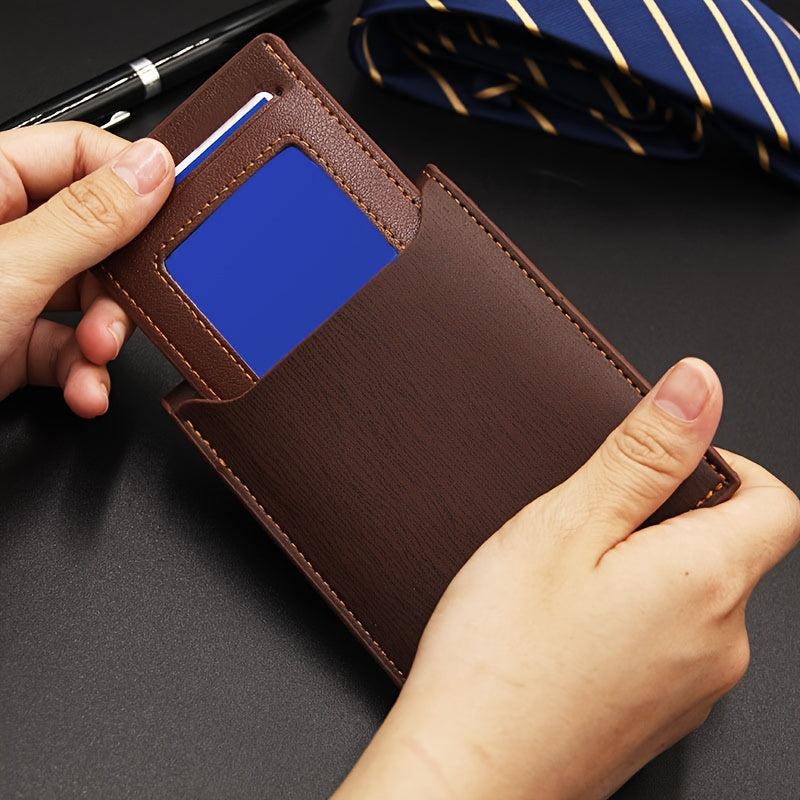 Personalized Men's Faux Leather Wallet - Engraved Initials & Name, UV Laser Customization, Perfect for Dad or Son on Birthday, Anniversary, Father's Day, Christmas | GAJING Dark Brown