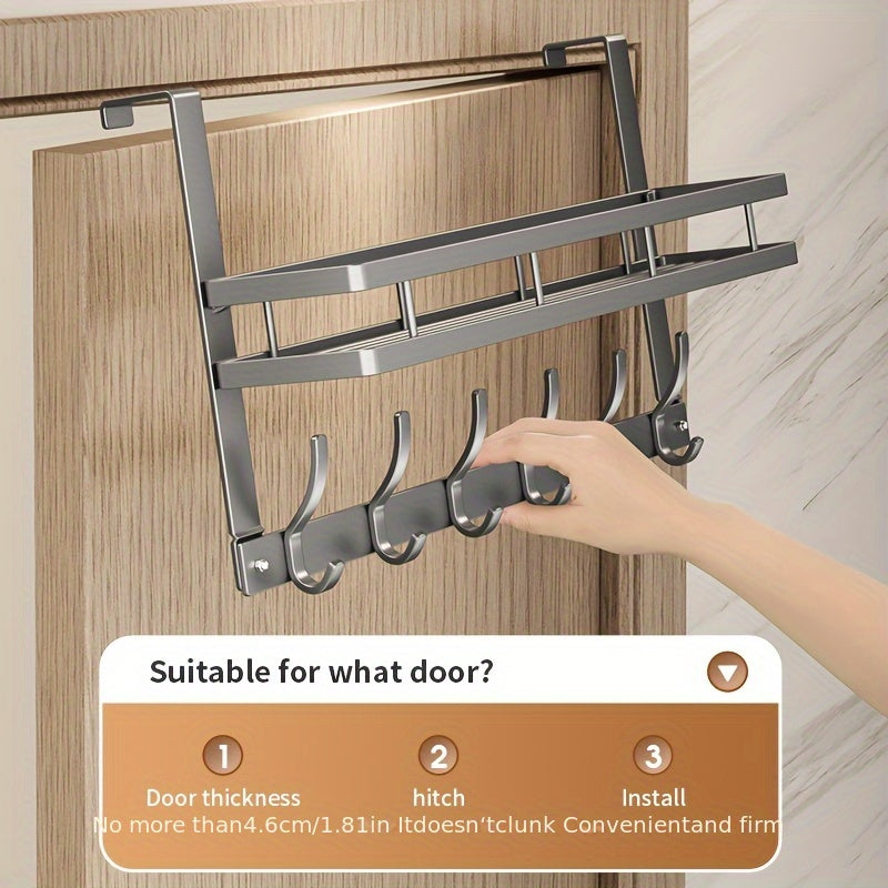 1 perchero metálico elegante para colgar sobre la puerta. Fácil de instalar, no requiere taladros. Organizador de almacenamiento moderno para dormitorio, baño y cocina. Ideal para colgar bolsos, zapatos y más.