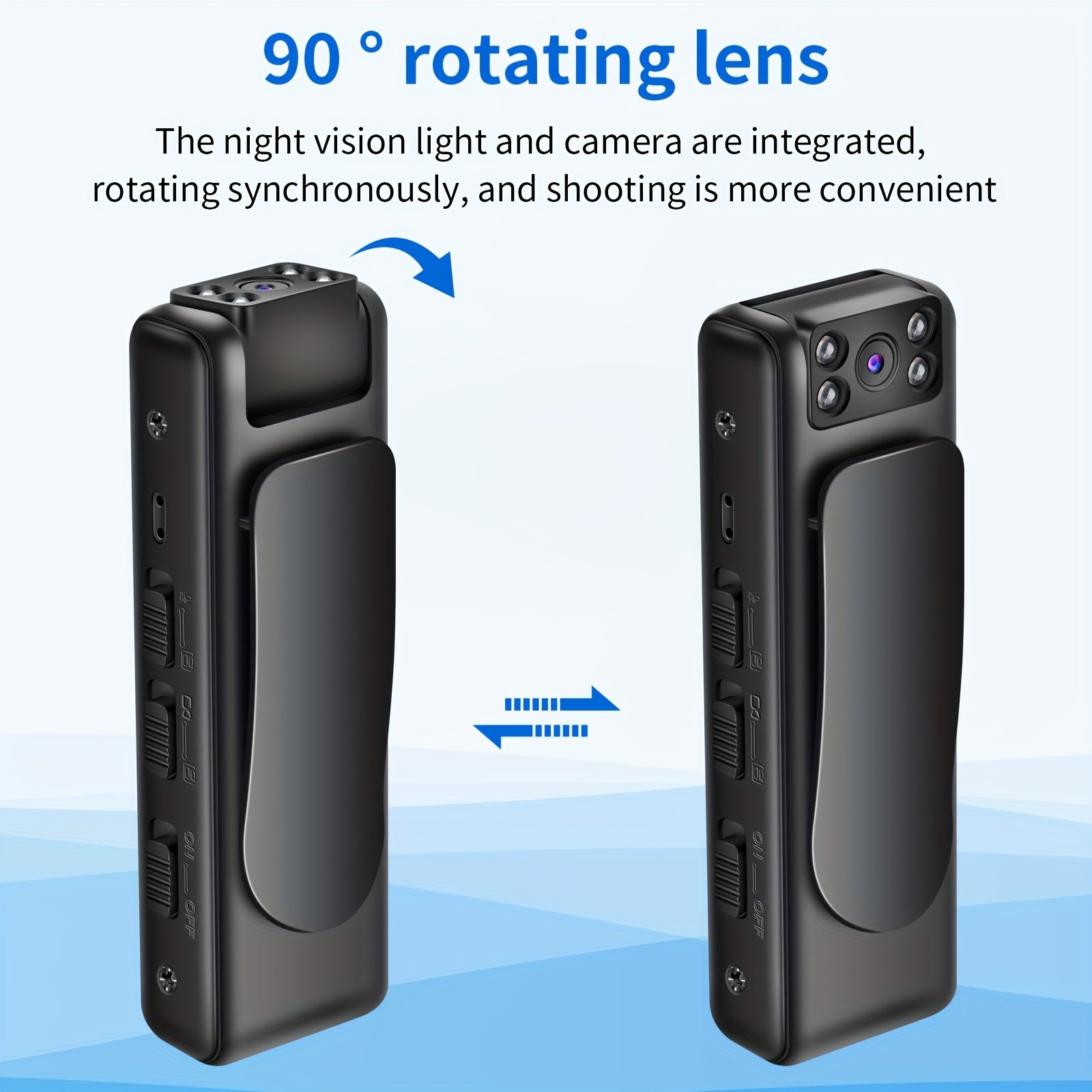 Cámara corporal portátil con audio: visión nocturna y gran angular para fuerzas del orden, guardias de seguridad y grabaciones deportivas (batería recargable por USB, 450 mAh)