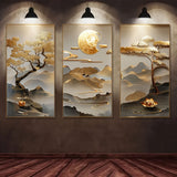 3pcs Modern Art Deco Canvas Posters Set - Vibrant Tree of Life & For Lotus Flower Prints for Living Room, Bedroom - Frameless Oil Painting Wall Art with Portrait Orientation