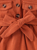 Infant Girl Clothes, Fur Collar Solid Color Long-sleeved Fashion Dress + Hat & Belt 3-piece Set