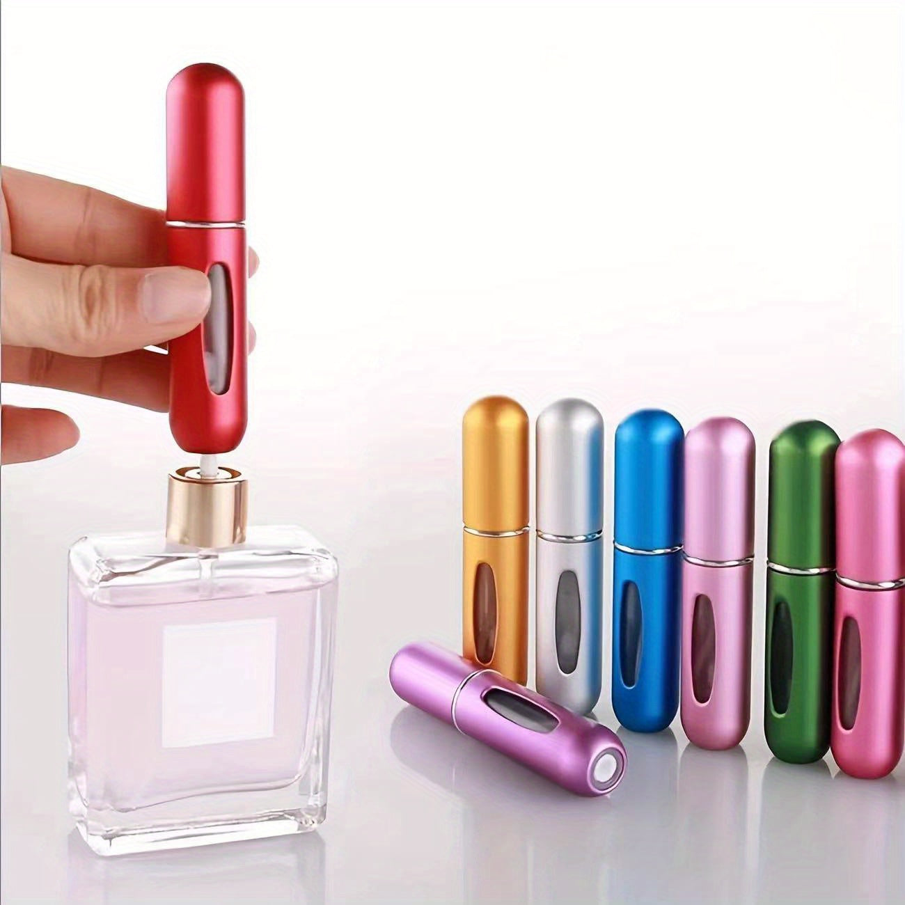 Botella de perfume compacta y recargable con atomizador: perfecta para viajar.