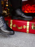 Men's Leather Boots, Winter Thermal Shoes, Windproof Hiking Boots With Fuzzy Lining
