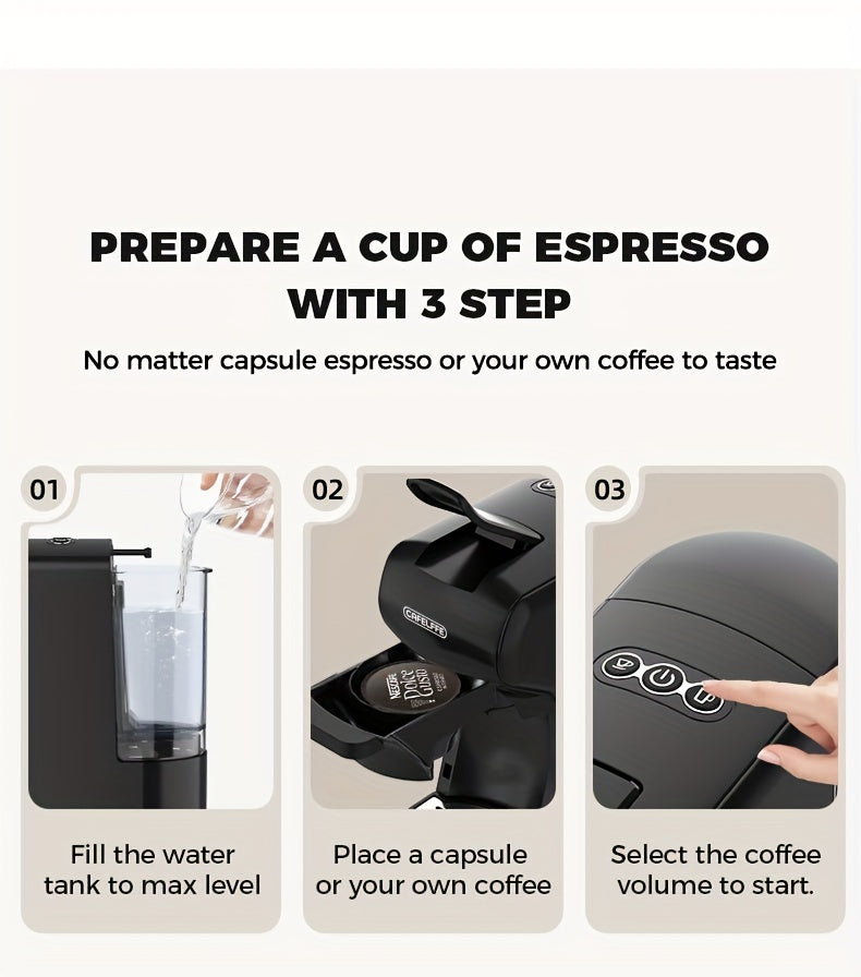 Cafetera de cápsulas 3 en 1 CAFELFFE, control de temperatura (caliente/frío), calentamiento, compatible con Dolce Gusto y café molido, cafetera automática para la cocina del hogar, gran regalo para Halloween, Navidad o Año Nuevo