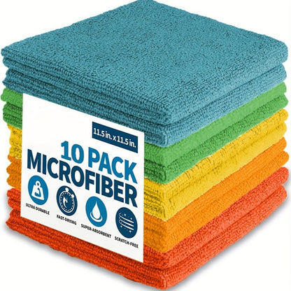 Microfiber Cleaning Cloths Pack - Polyester Woven Towels for Kitchen, Bathroom, Living Room, Toilet - Multipurpose Household Rags, Dusting Dishwashing Cloth, Quick Absorbent &amp; Scratch-Free