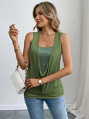 Sequin Decor Ruched Tank Top, Casual Summer Sleeveless Top, Women's Clothing