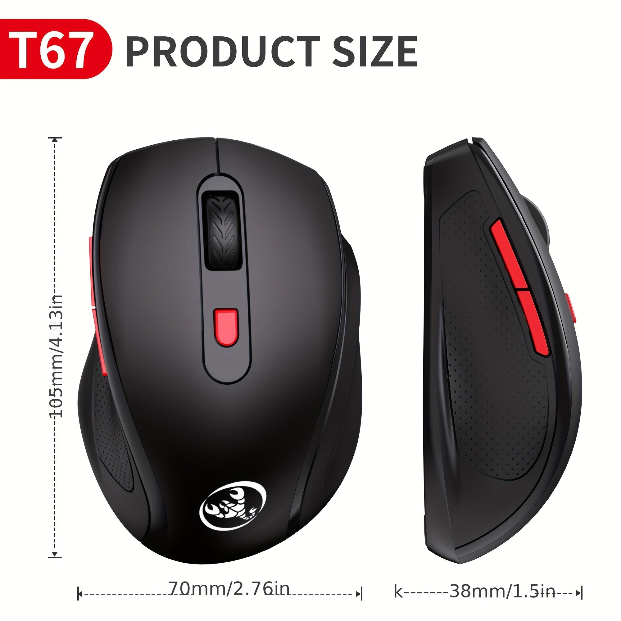 HXSJ - T67 Office Wireless Mouse, 2.4 G Wireless Connection For Birthday/friend Gift