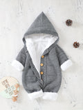 Mono de punto para recién nacidos, niños y niñas, con pantalones y capucha de manga larga
