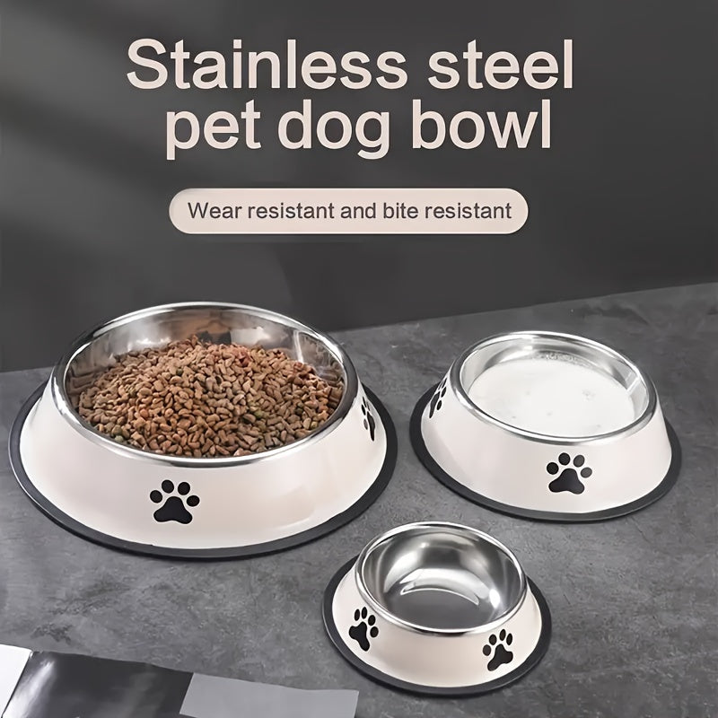 Premium Stainless Steel Pet Bowl - Non-Slip, Easy To Clean, Perfect For Dog And Cat Food And Water, Available In Three Sizes