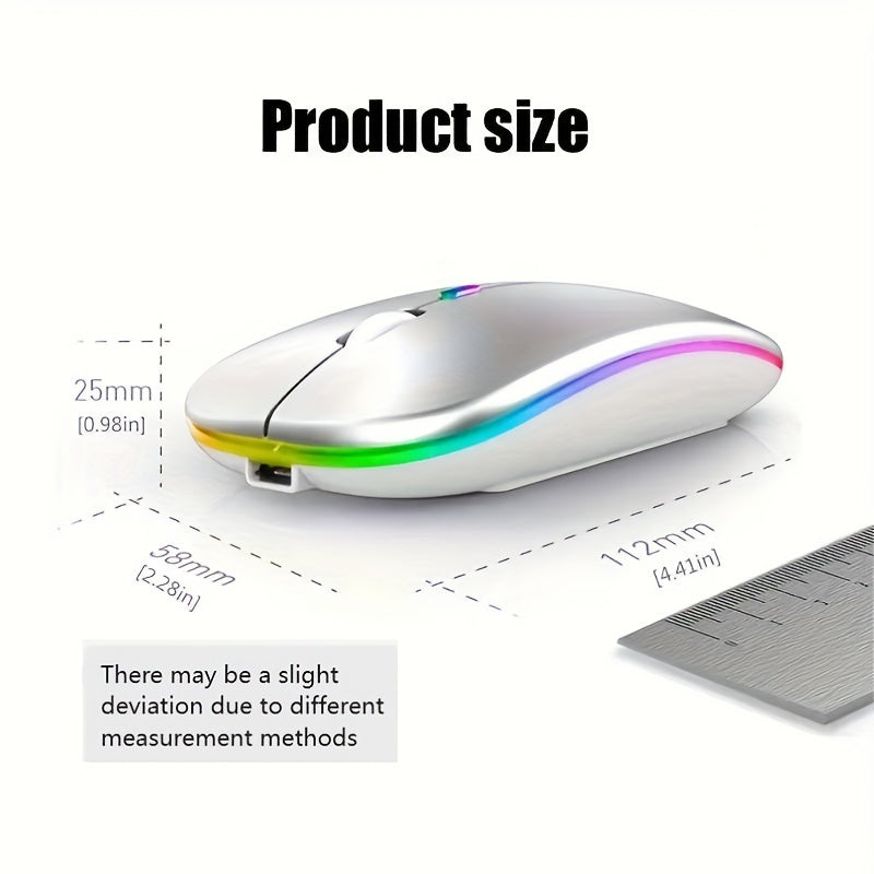 Ultra-Slim Wireless Mouse - Rechargeable, Silent, Portable Dual-Mode USB & Optical with C-Type Adapter for Computers