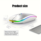 Ultra-Slim Wireless Mouse - Rechargeable, Silent, Portable Dual-Mode USB & Optical with C-Type Adapter for Computers