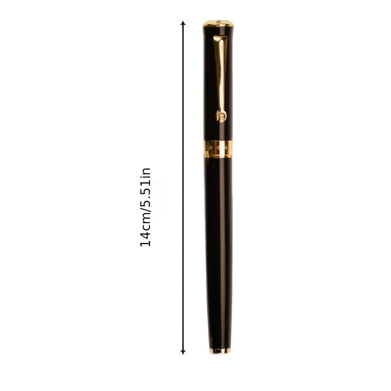 Pluma estilográfica de metal premium, punta fina de 0,5 mm, cierre a presión: ideal para firmas comerciales y personales, compatible con tintas de 3,4 mm.