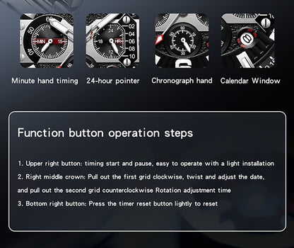 OFNS Men's Popular Fashion Watch, Chronograph 50 Meter Waterproof Night Light Calendar Watch, Holiday Gift