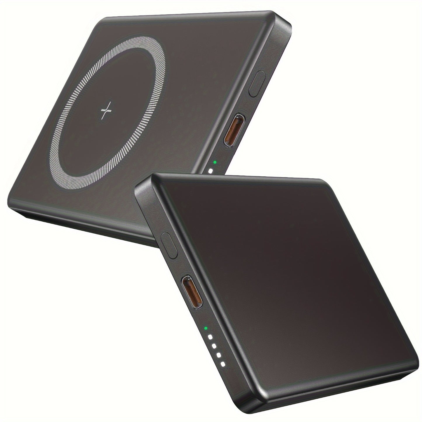 5000mAh Magnetic Wireless Power Bank With USB-C - Fast Charge Compatible For iPhone 15/14/13/12 & For Airpods, Portable Charger Piece