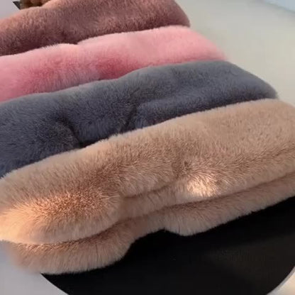 Winter Thick Warm Faux Mink Fur Scarf, Unisex Plush Neck Cross Scarf, 100% Polyester, Hand Woven, Decorative & Windproof, with No Feathers, for Going Out