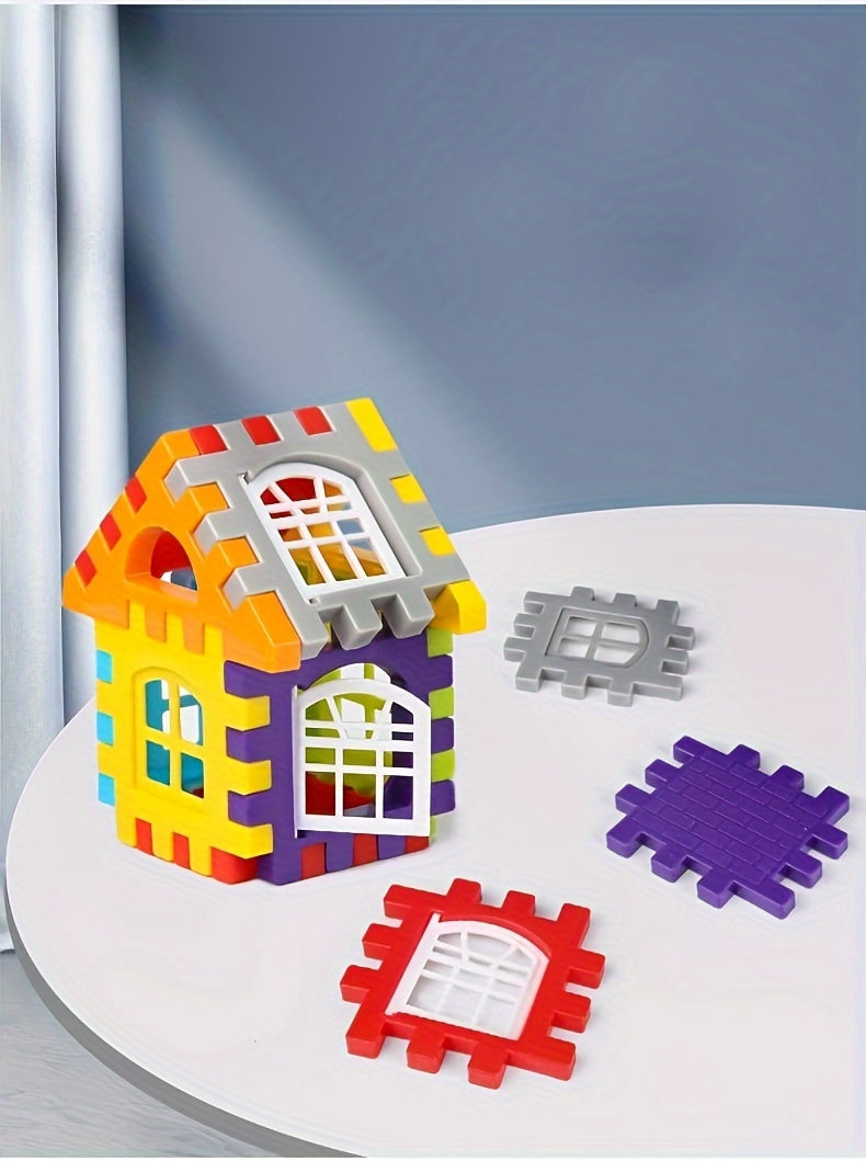 100pcs Building Blocks Set for Youngsters - Educational Puzzle House with Smart Development Features, Portable Plastic Toy for Boys & Girls, White/Blue